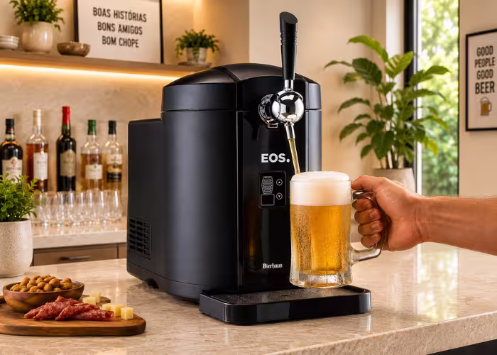 Chopeira elétrica EOS Bierhaus de 5 litros com compressor para manter o chopp sempre gelado